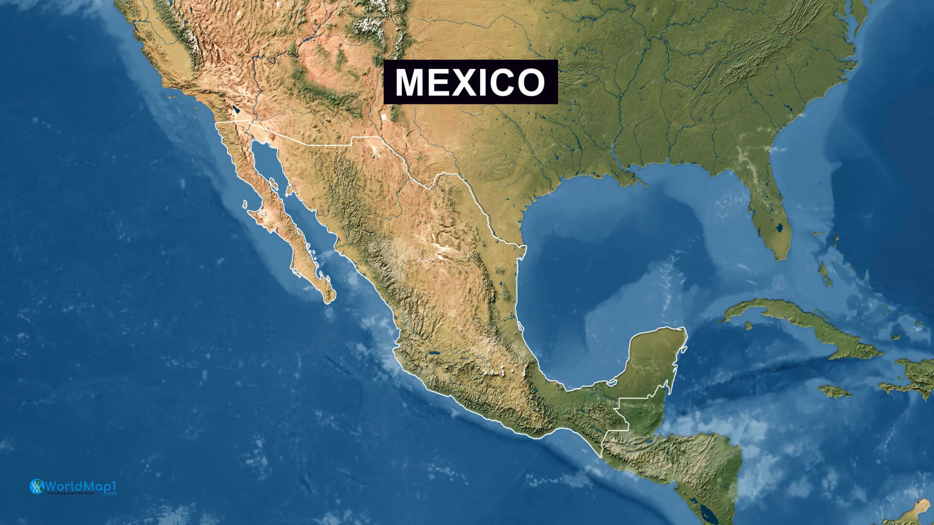 Mexico Map and US Satellite View